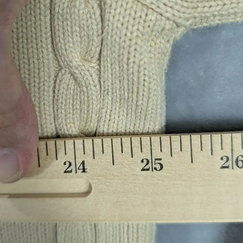 Vintage Tommy Hilfiger Sweater Mens XXL Beige Cable Knit Long Sleeve Crew Neck